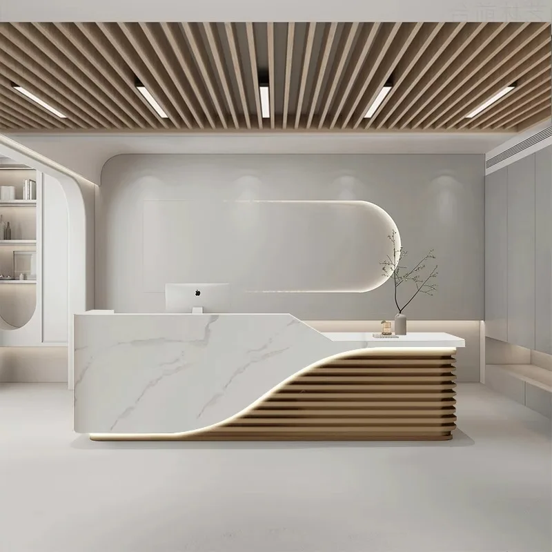 Modern Wooden Reception Desk With LED / Ruchi