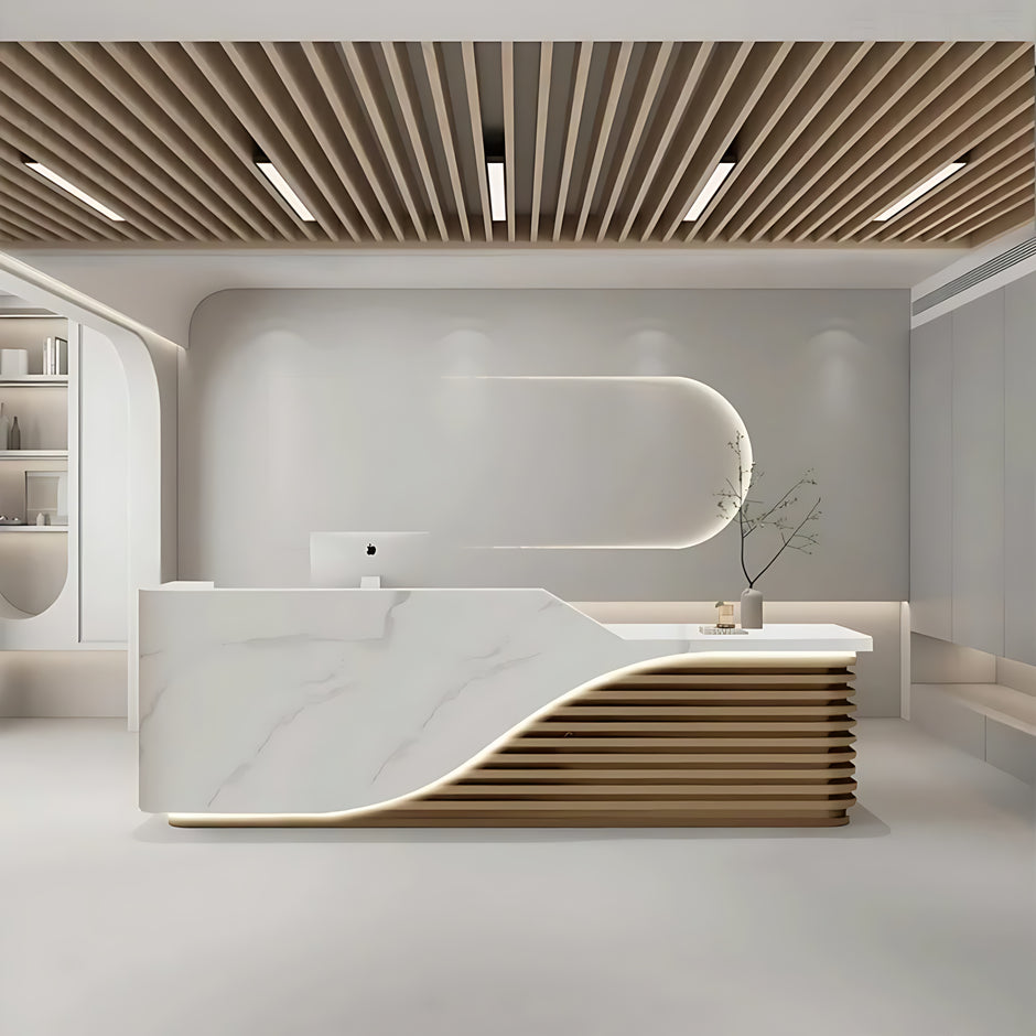 Modern Wooden Reception Desk With LED / Ruchi 