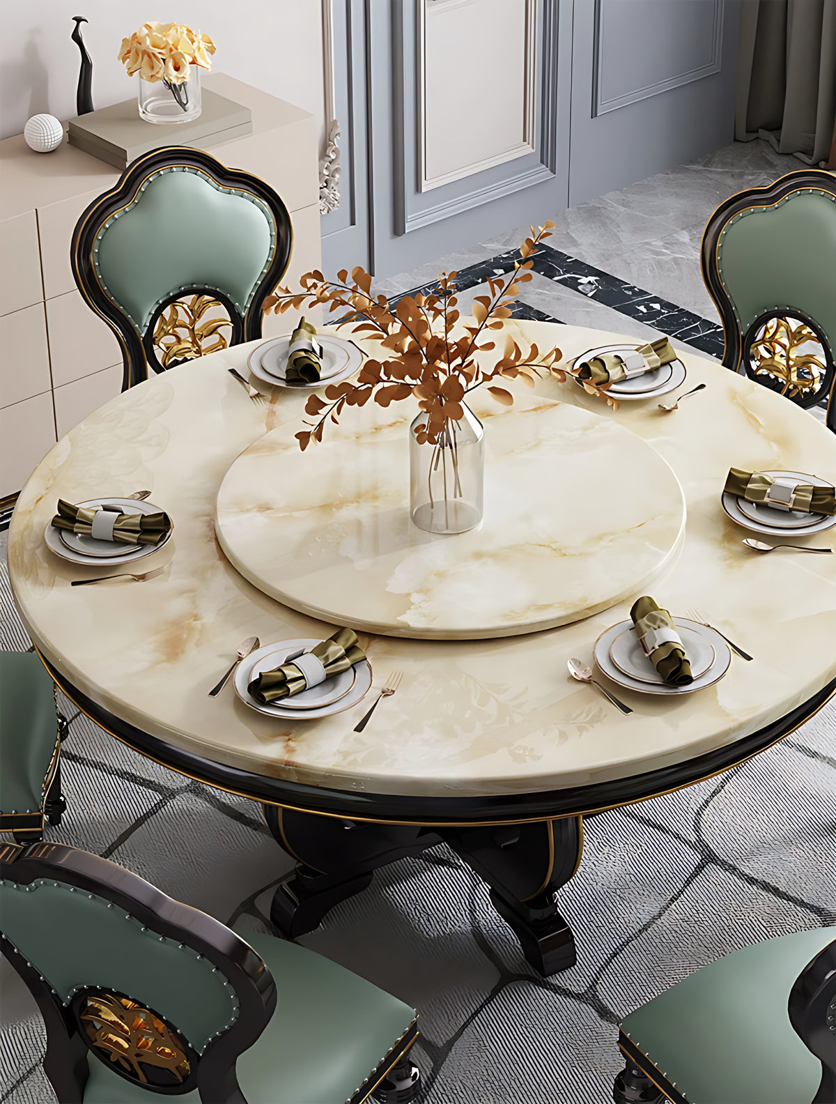 Round Marble Dining Table Set / Ruchi