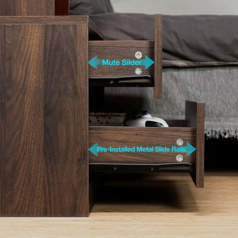 Wooden Smart LED Nightstand Set of 2 / Ruch