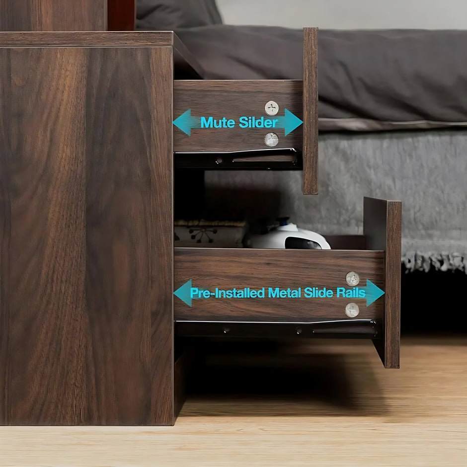 Wooden Smart LED Nightstand Set of 2 / Ruchi