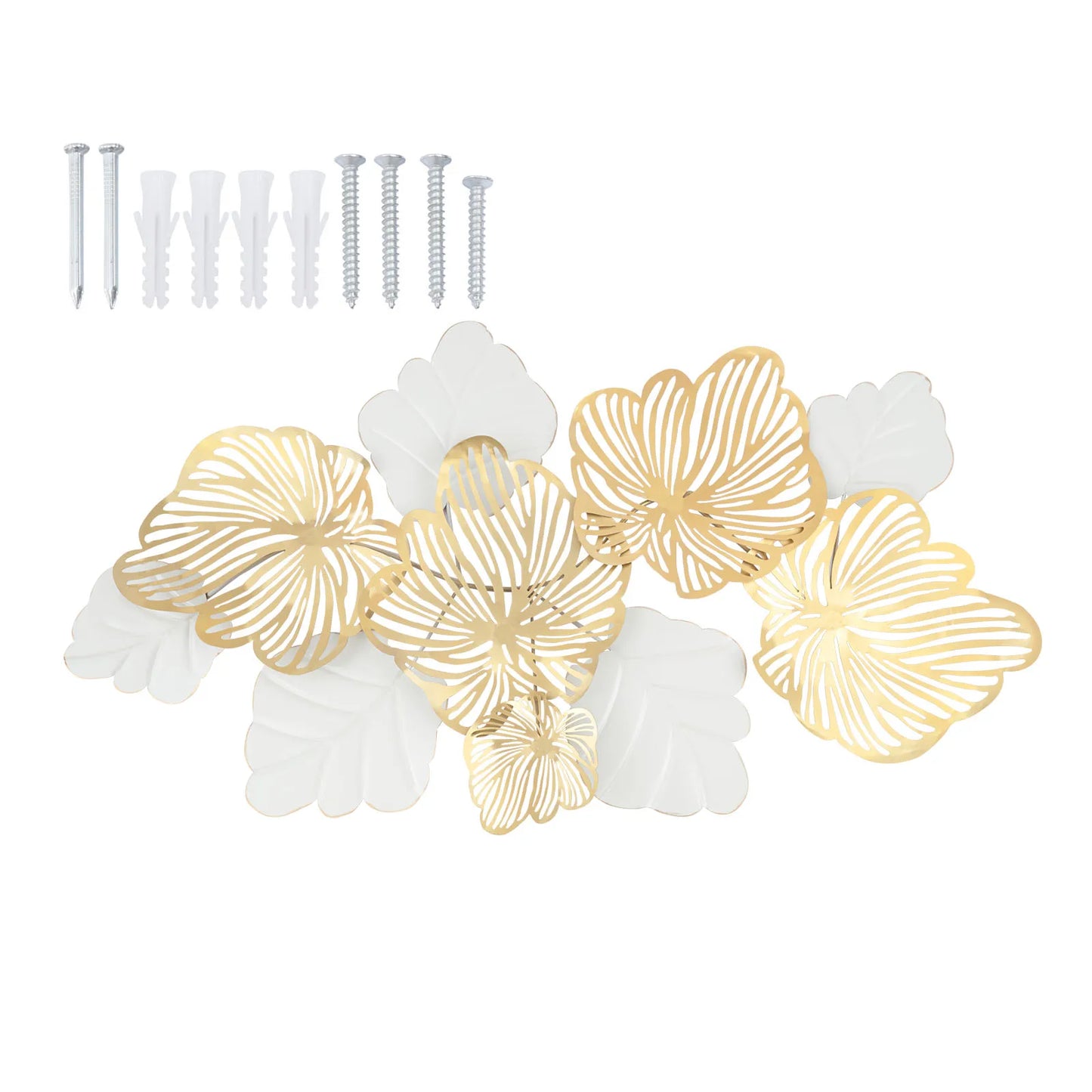 Golden & White Leaf 3D Metal Wall Decor