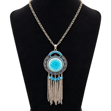 Silver Alloy Turquoise Pendant Necklace / Ruchi