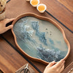 Simple Bamboo Wood Glass Serving Tray / Ruchi