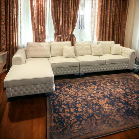 Modern Genuine Leather Chesterfield Style Sofa / Ruchi 