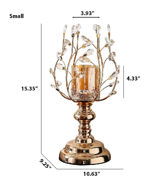 Exquisite Crystal-Accented Metal and Glass Candle Holder / Ruchi