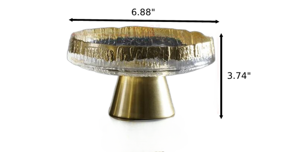 Golden Glass Top Fruit Bowl Stand / Ruchi