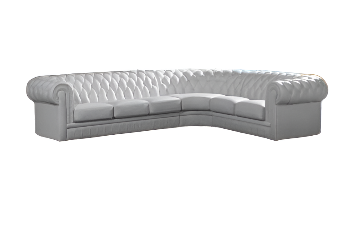 Button Tufted L-Shape Leather Sectional Sofa / Ruchi