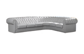 Button Tufted L-Shape Leather Sectional Sofa / Ruchi