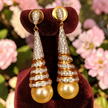 Spiral Design Cubic Zirconia Pearl Earrings / Ruchi