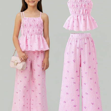 Striped Polyester Halter Top And Pant Set For Girls / Ruchi