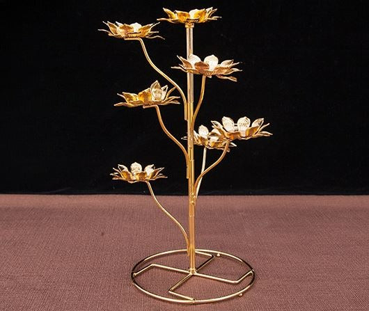 Exquisite Lotus Pattern Golden Candle Holders / Ruchi