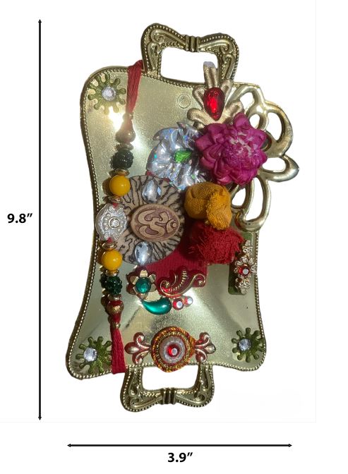 Endearing Raksha Bandhan Set Of Adorned Thali With Rakhi And Lumba / Ruchi