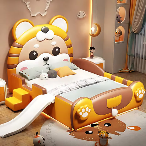 Tiger Design LED Leather Kids Bed / Ruchi