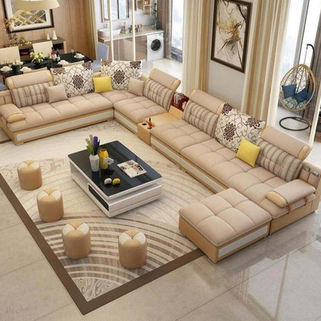U-Shape Leather Fabric Modular Sectional Sofa / Ruchi
