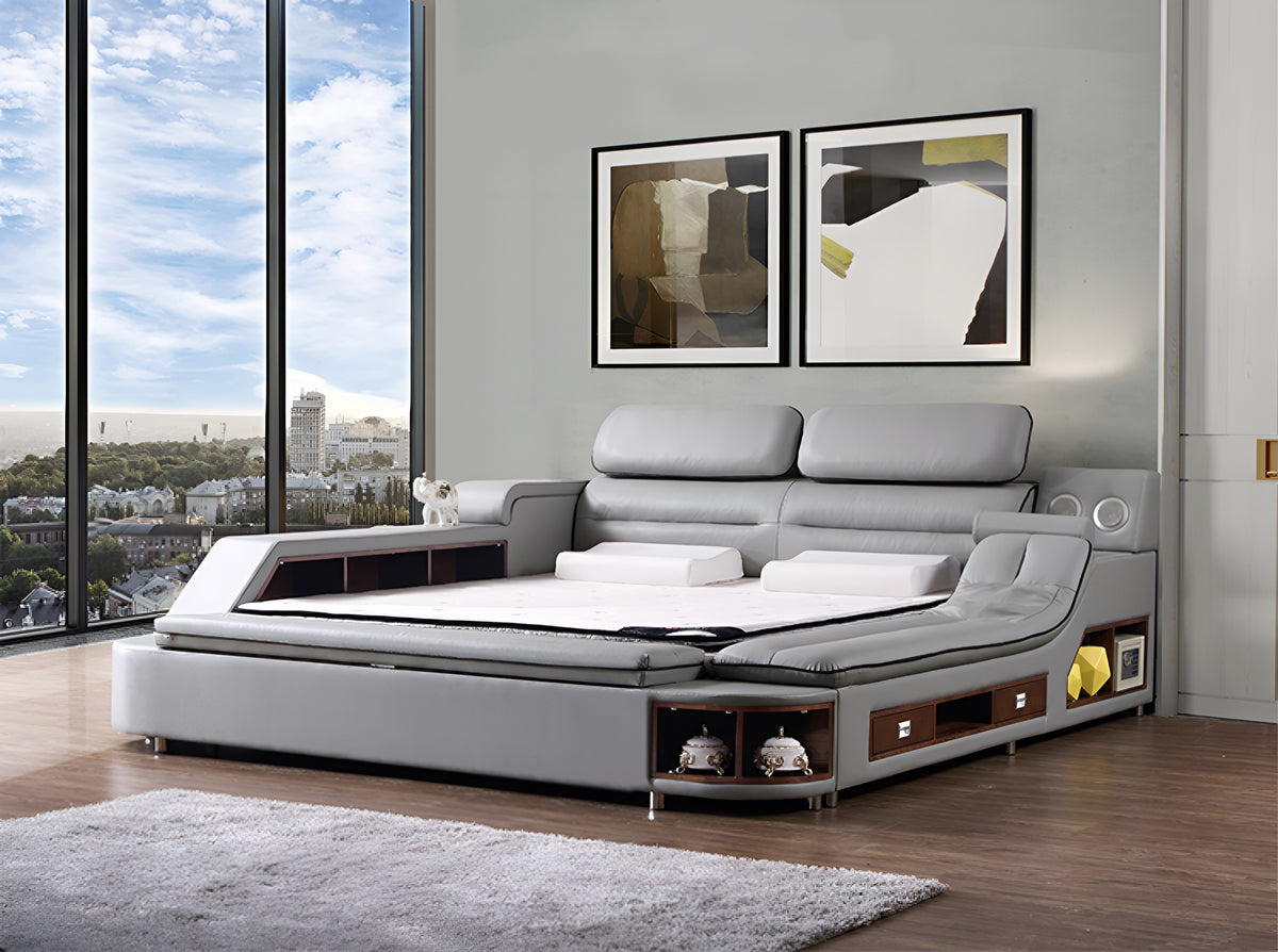 Ultimate Leather Upholstery Multifunctional Smart Bed / Ruchi