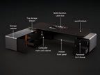 Luxury L-Shaped Wooden Office Desk With LED