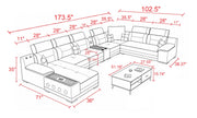Multifunctional U-Shaped Leather Sectional Sofa