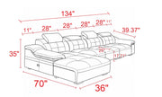 Modern L-Shaped Leather Sectional Sofa With Chaise