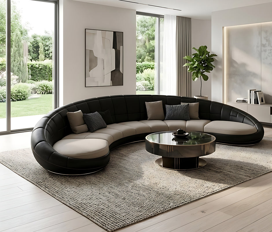 Modern Curved Leather Sofa / Ruchi