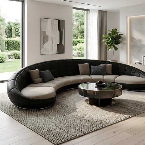 Modern Curved Leather Sofa / Ruchi
