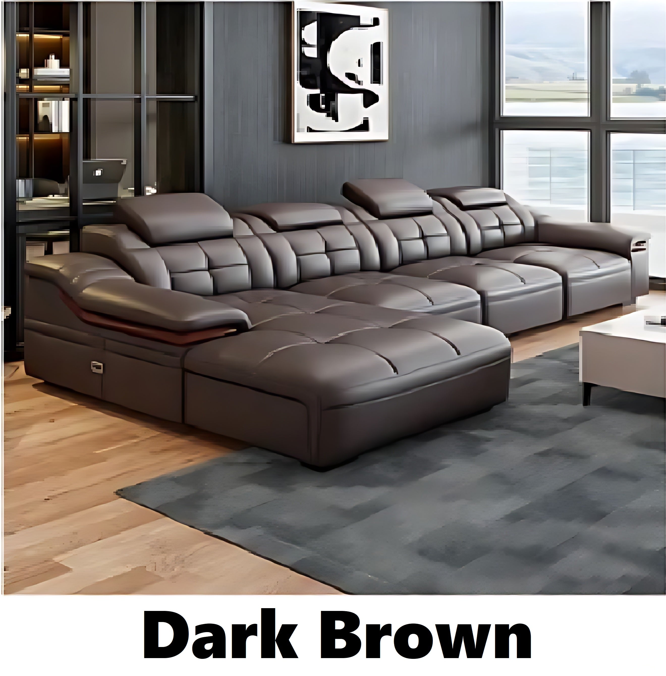 Modern L-Shaped Leather Sectional Sofa With Chaise / Ruchi