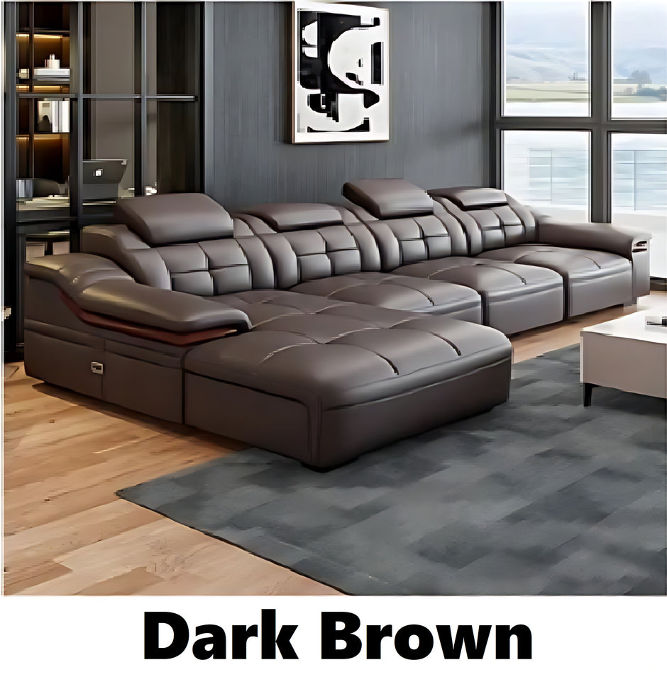 Modern L-Shaped Leather Sectional Sofa With Chaise / Ruchi