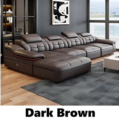 Modern L-Shaped Leather Sectional Sofa With Chaise / Ruchi