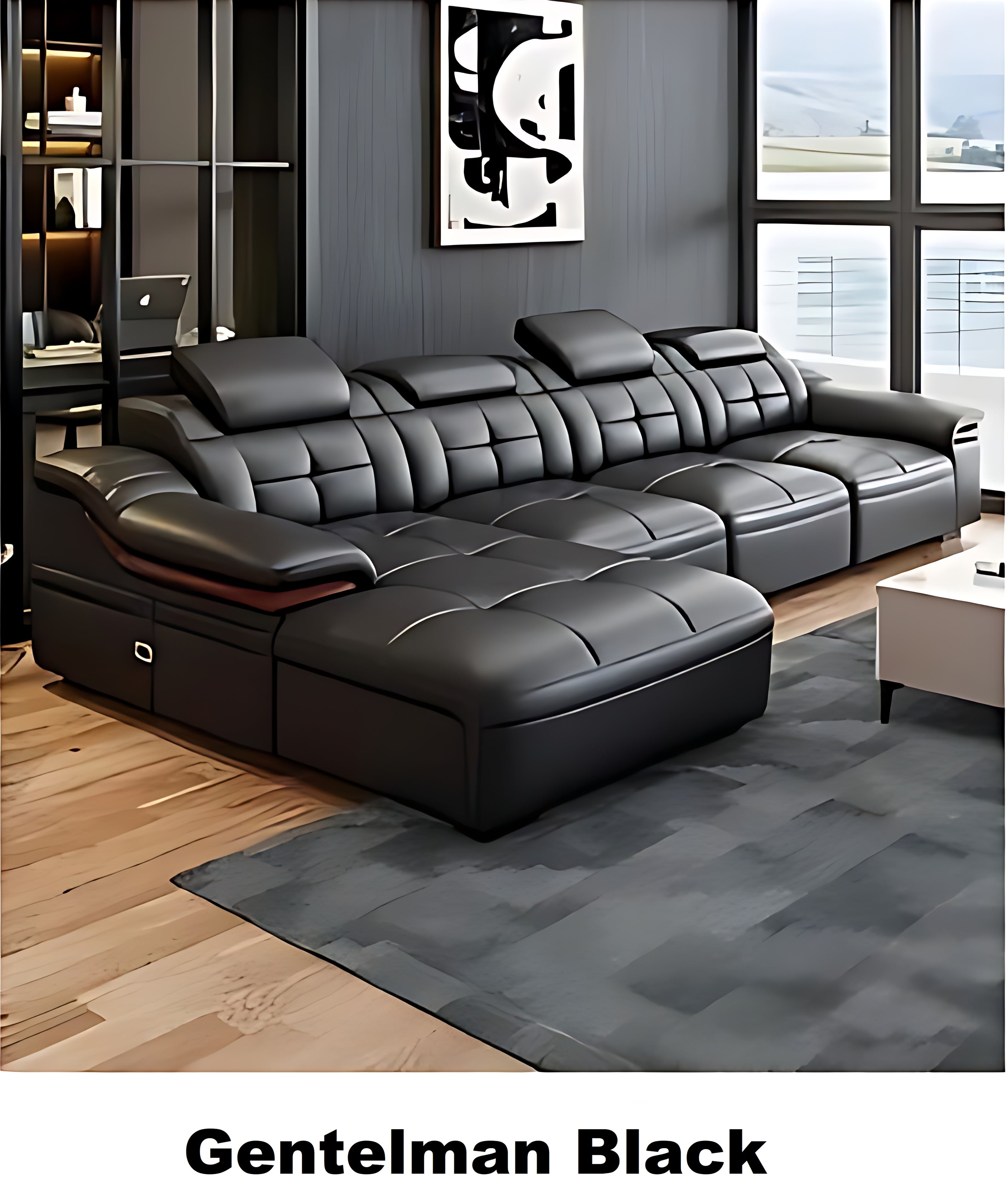 Modern L-Shaped Leather Sectional Sofa With Chaise / Ruchi