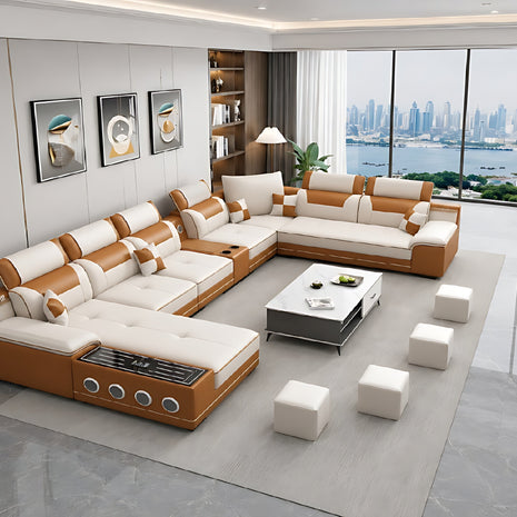 Multifunctional U-Shaped Leather Sectional Sofa / Ruchi