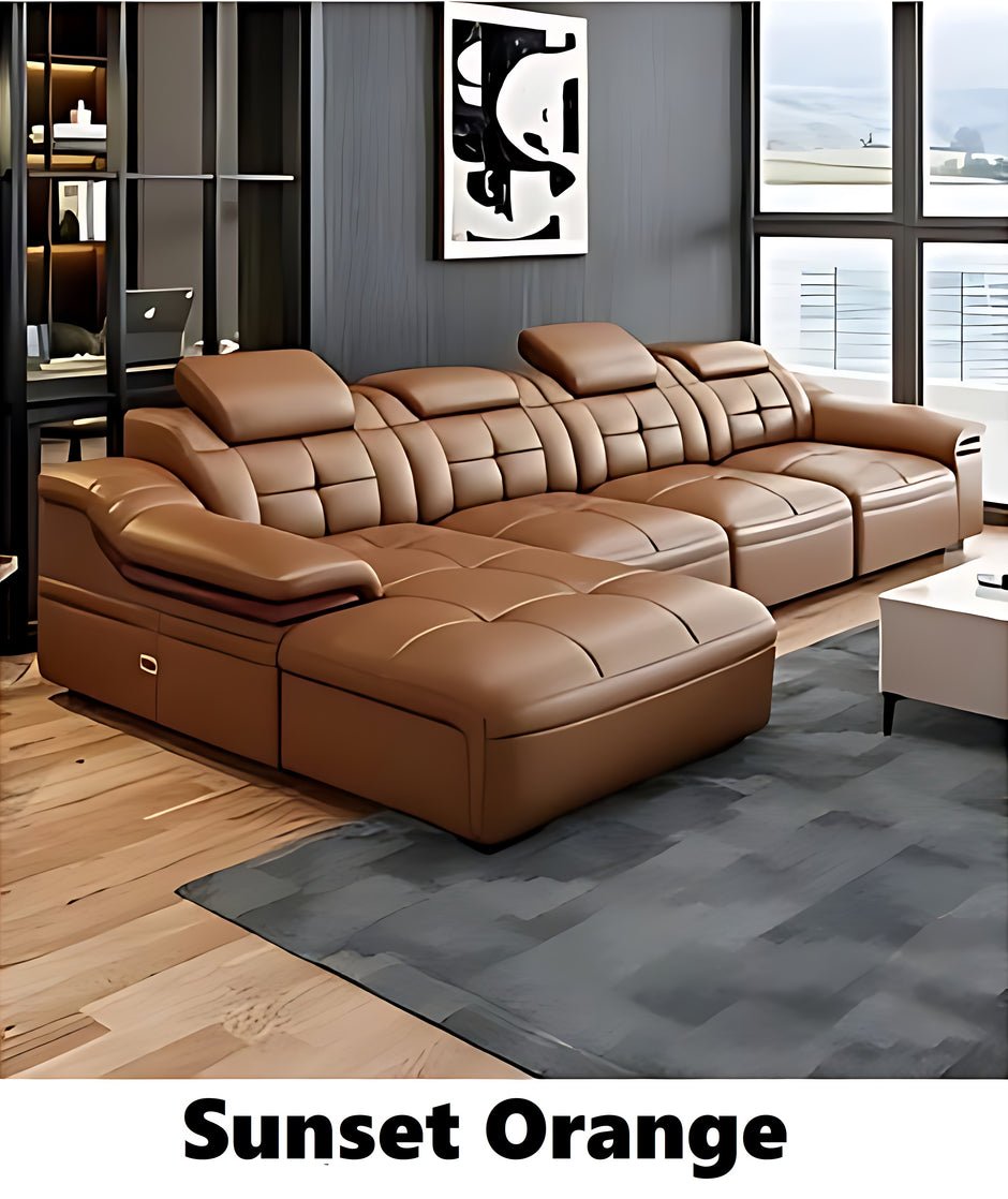 Modern L-Shaped Leather Sectional Sofa With Chaise / Ruchi