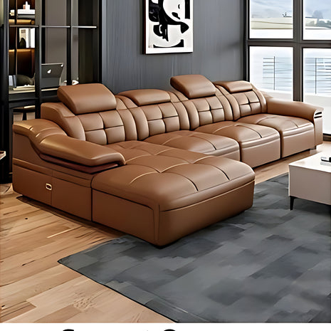 Modern L-Shaped Leather Sectional Sofa With Chaise / Ruchi