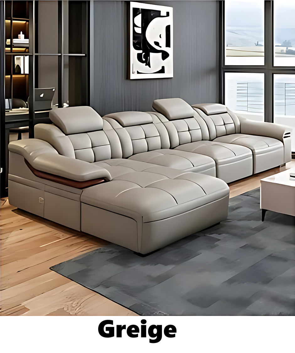 Modern L-Shaped Leather Sectional Sofa With Chaise / Ruchi