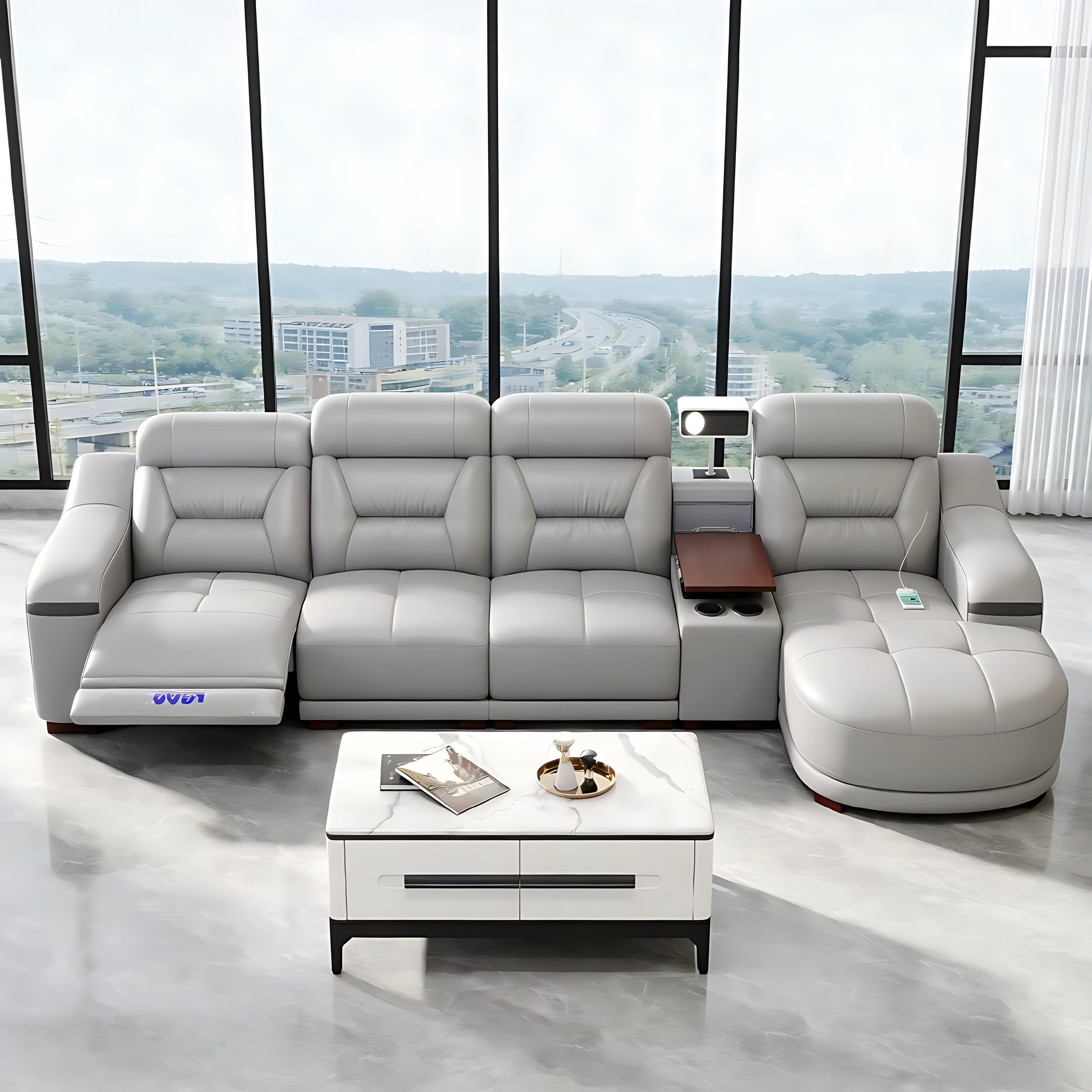 Comfy Electric Reclining Leather Sofa