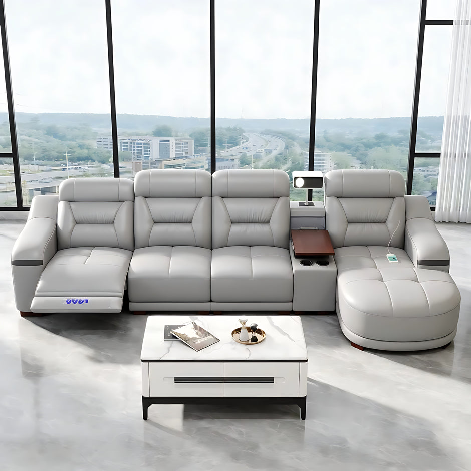 Comfy Electric Reclining Leather Sofa