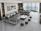 Multifunctional U-Shaped Leather Sectional Sofa