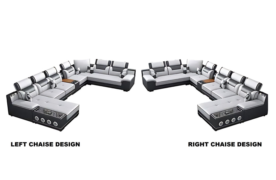 Multifunctional U-Shaped Leather Sectional Sofa