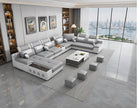 Multifunctional U-Shaped Leather Sectional Sofa