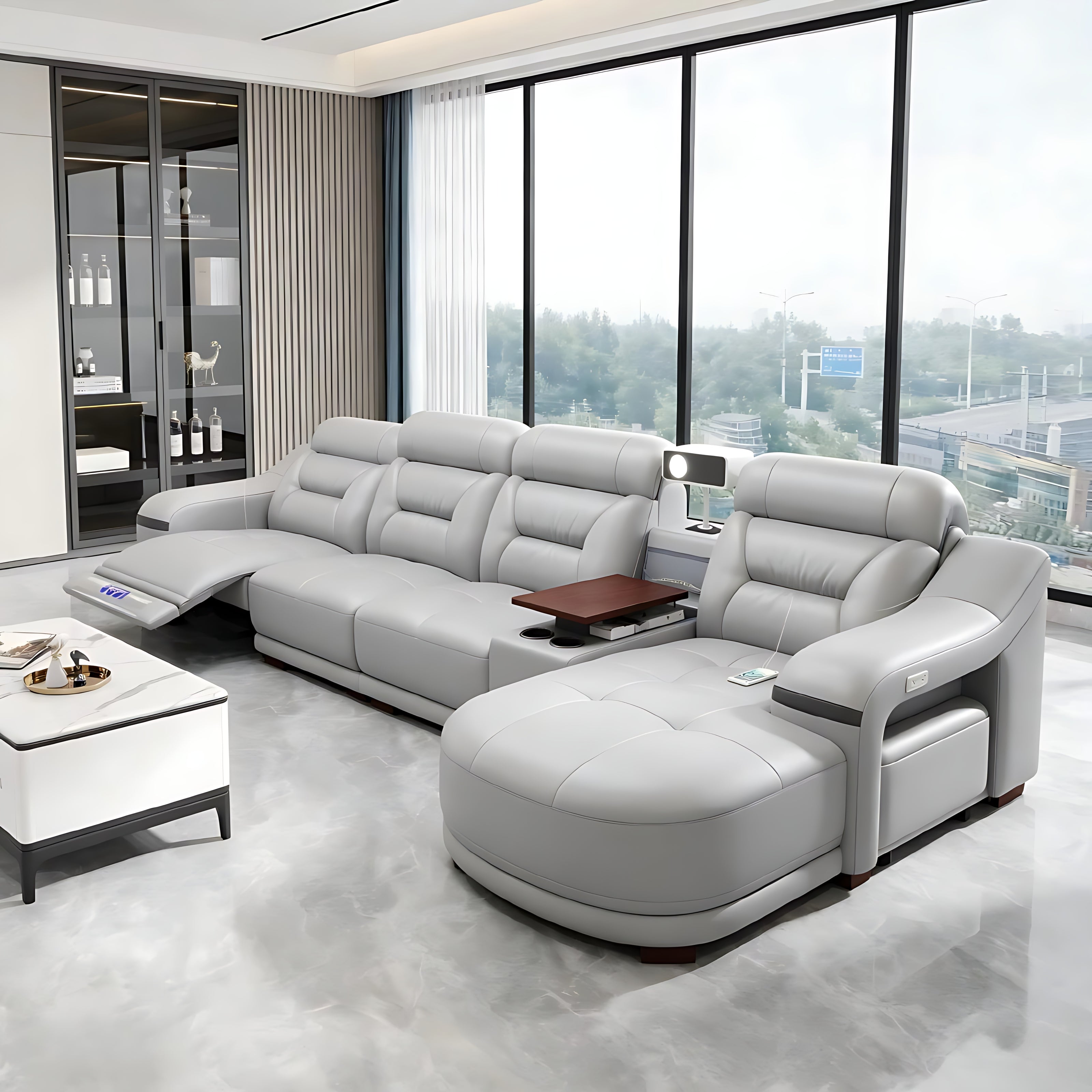 Comfy Electric Reclining Leather Sofa