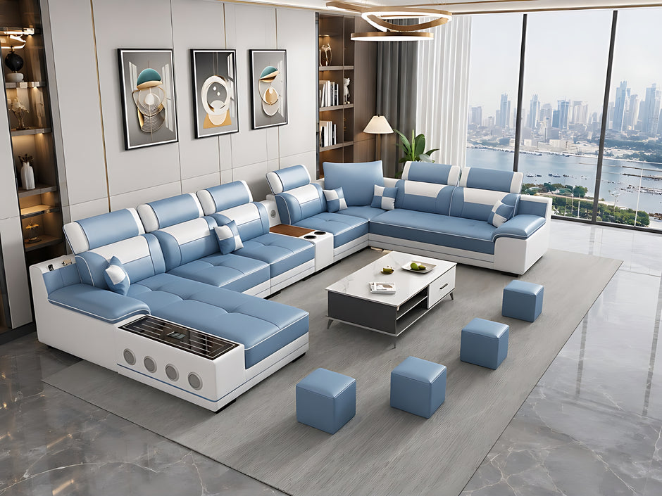 Multifunctional U-Shaped Leather Sectional Sofa / Ruchi
