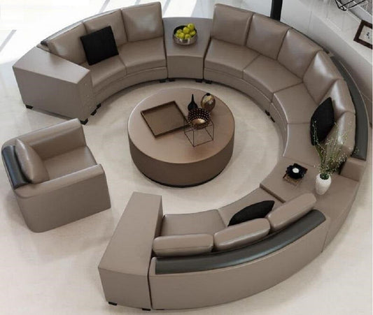 Opulent Leather Round Sectional Sofa / Ruchi 
