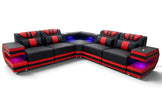 Power Reclining LED Leather Sectional Sofa / Ruchi