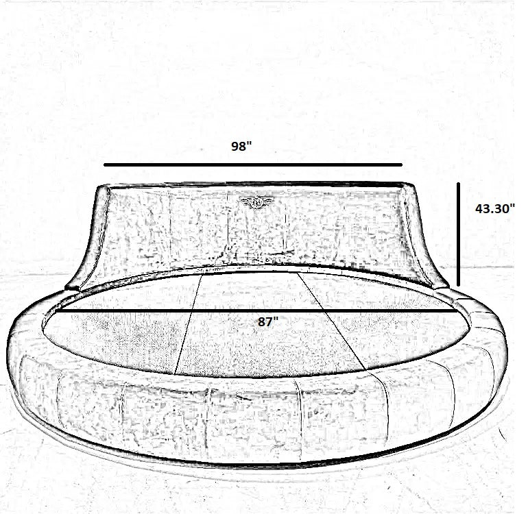 Modern Velvet Upholstered Round Bed / Ruchi