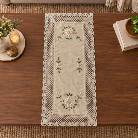 Vintage Embroidered Fabric Table Runner / Ruchi
