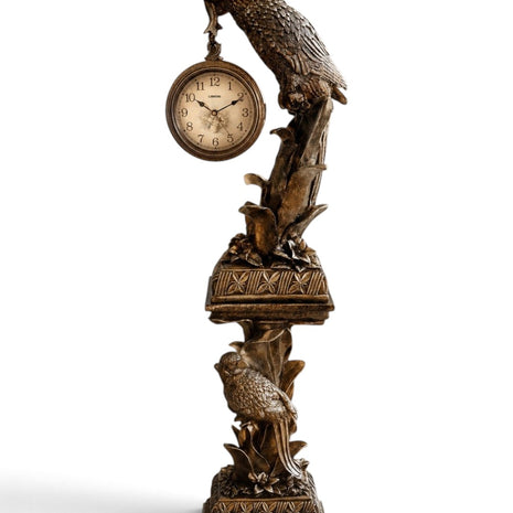 Vintage Owl Bird Sculpture Floor Clock / Ruchi