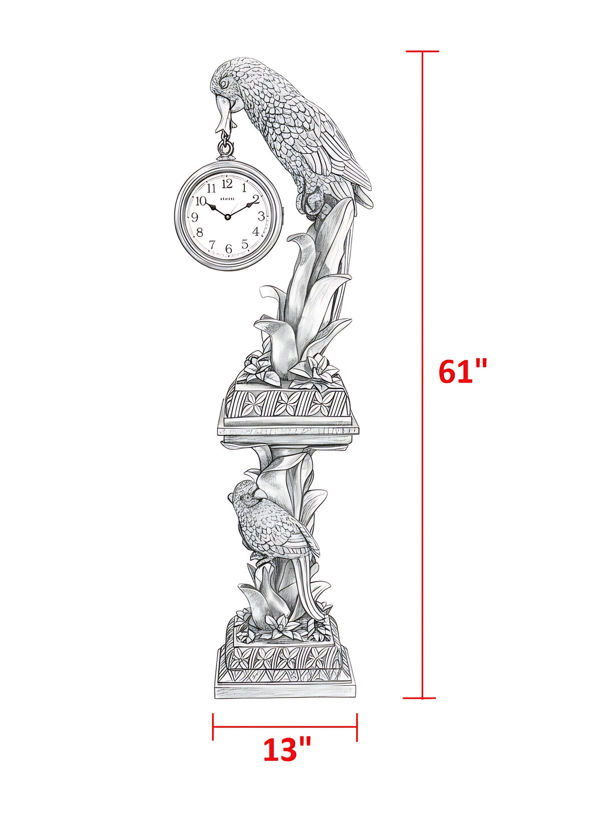 Vintage Owl Bird Sculpture Floor Clock / Ruchi