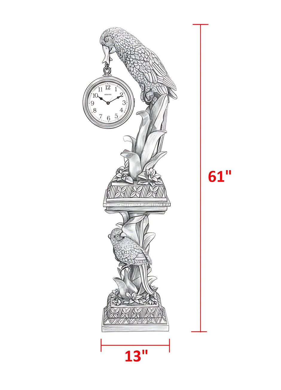 Vintage Owl Bird Sculpture Floor Clock / Ruchi