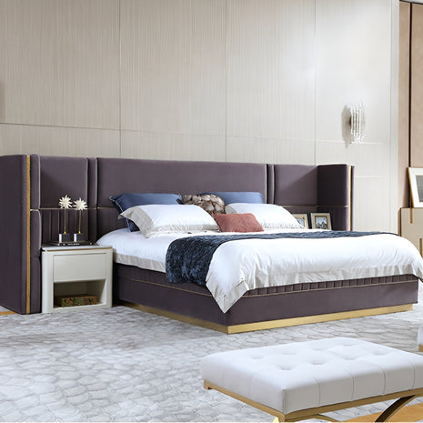 Luxurious U Shaped Headboard Velvet Upholstered Bed / Ruchi
