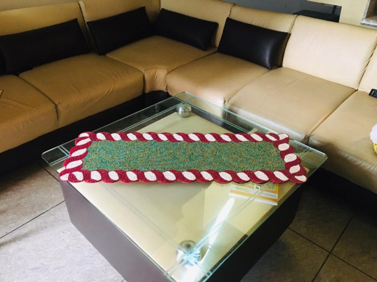Elegant Beaded Table Runner Decor / Ruchi 