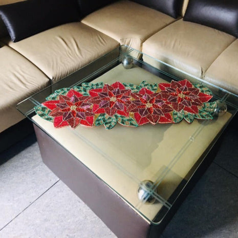 Floral Cutwork Multicolor Beaded Runner / Ruchi